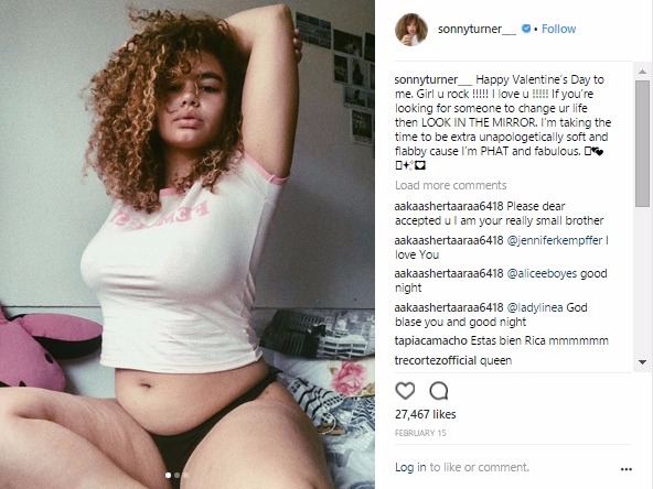Model and feminist, Sonny Turner, is an ardent body positivity activist. She uses the hashtag #everyBODYisbeautiful in posts to challenge traditional notions of skinny = beautiful.