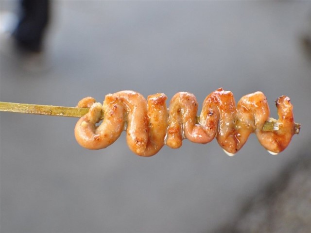 The infamous isaw is chicken intestine that is first cleaned thoroughly, coiled onto a skewer, and then grilled. Filipinos absolutely love this — dare yourself to find out why.