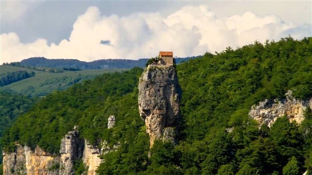 The Katskhi pillar is a natural limestone monolith located at the village of Katskhi in western Georgian region of Imereti, near the town of Chiatura.